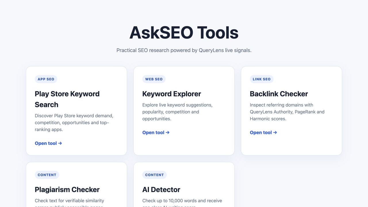 AskSEO Tools product screenshot